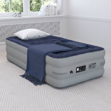 Air bed with shop frame and pump